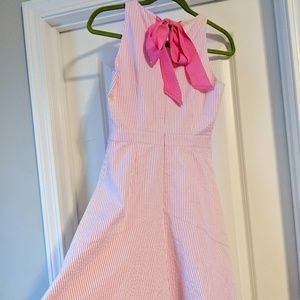 J.Crew Pink Seersucker Dress with Bow